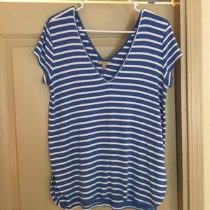 Blue and white striped top